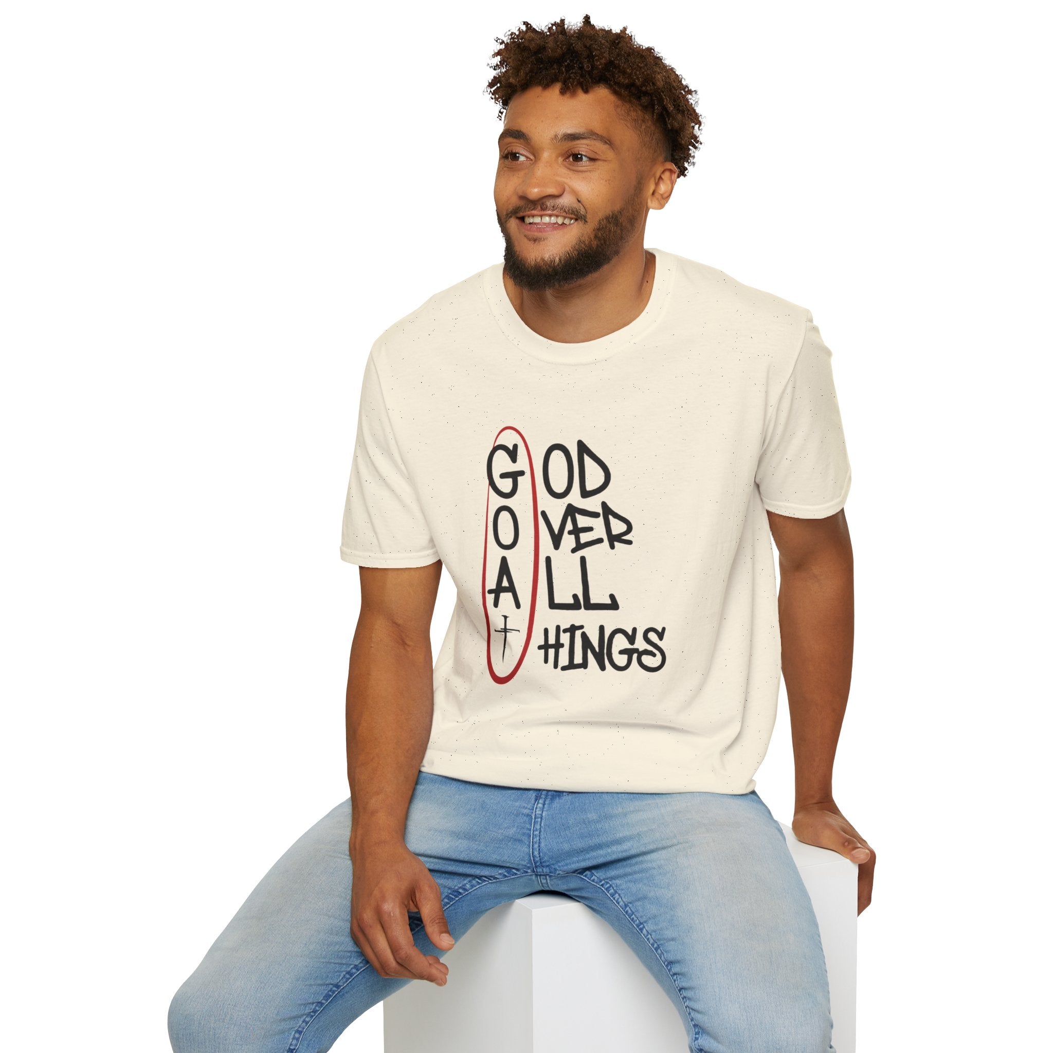 God Over All Things Christian T-Shirt — Goat Design 3