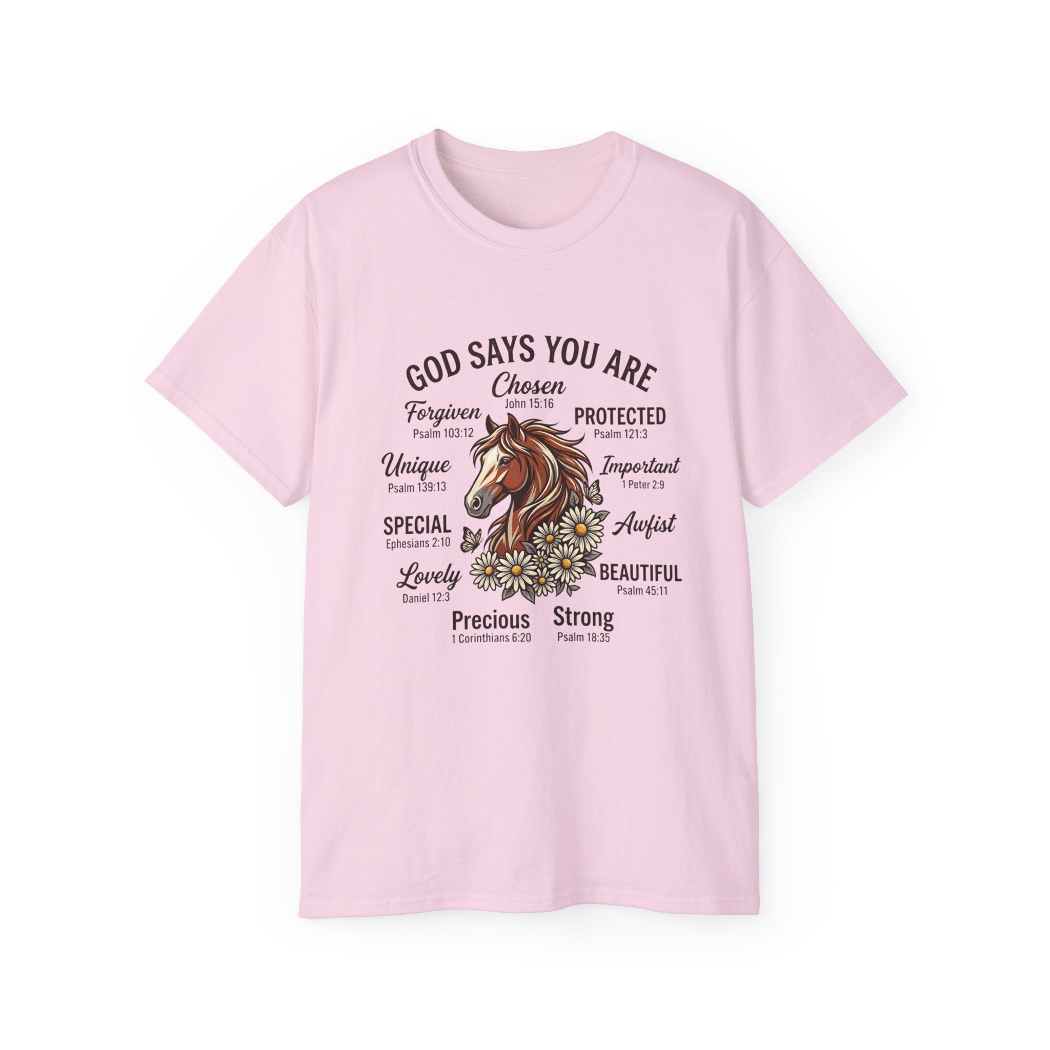 God Says You Are Christian T-Shirt | Faith Typography Tee Light Pink