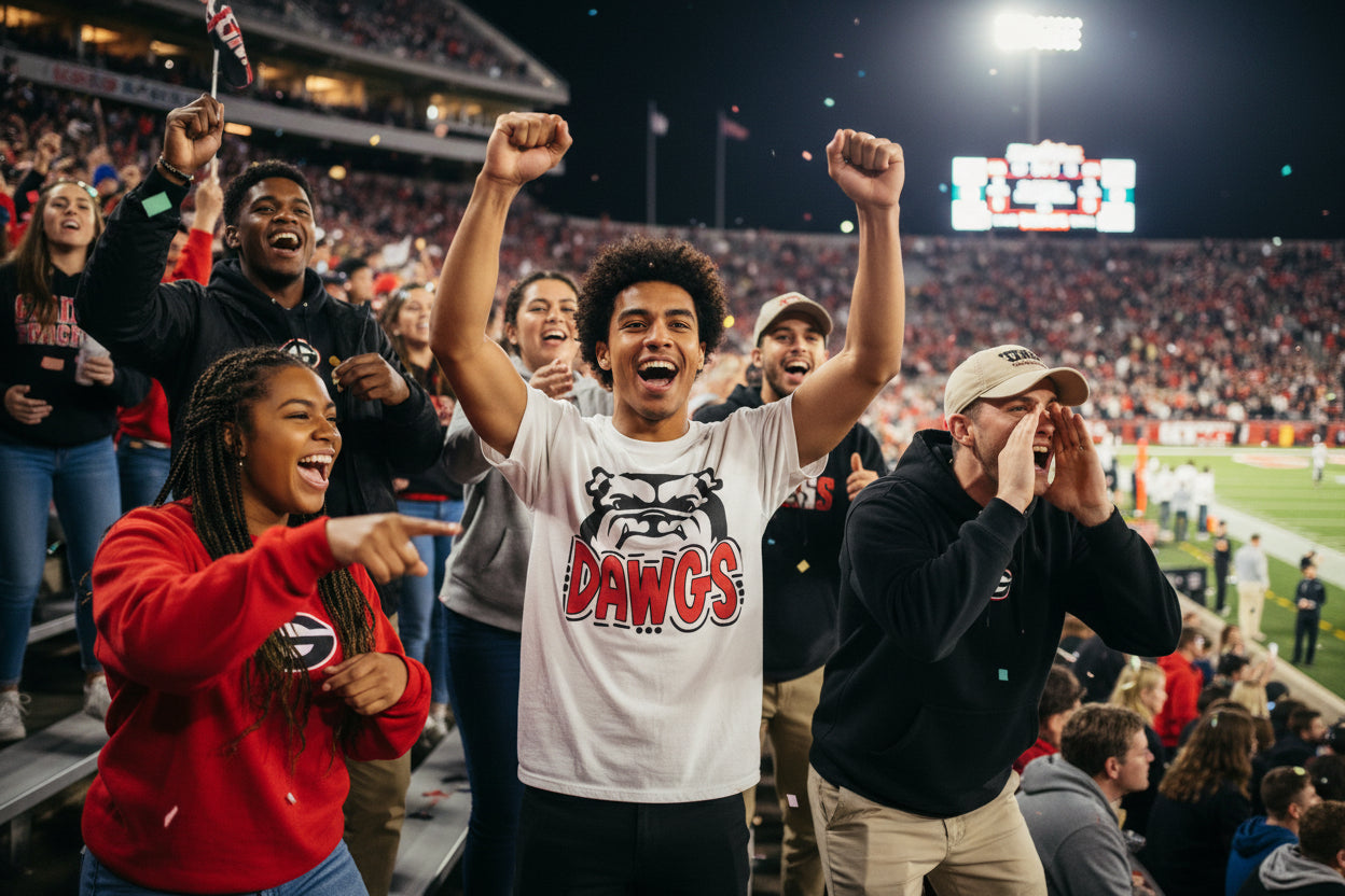 Dawgs Bulldog T-Shirt — Retro Red & Black Team Spirit Tee White