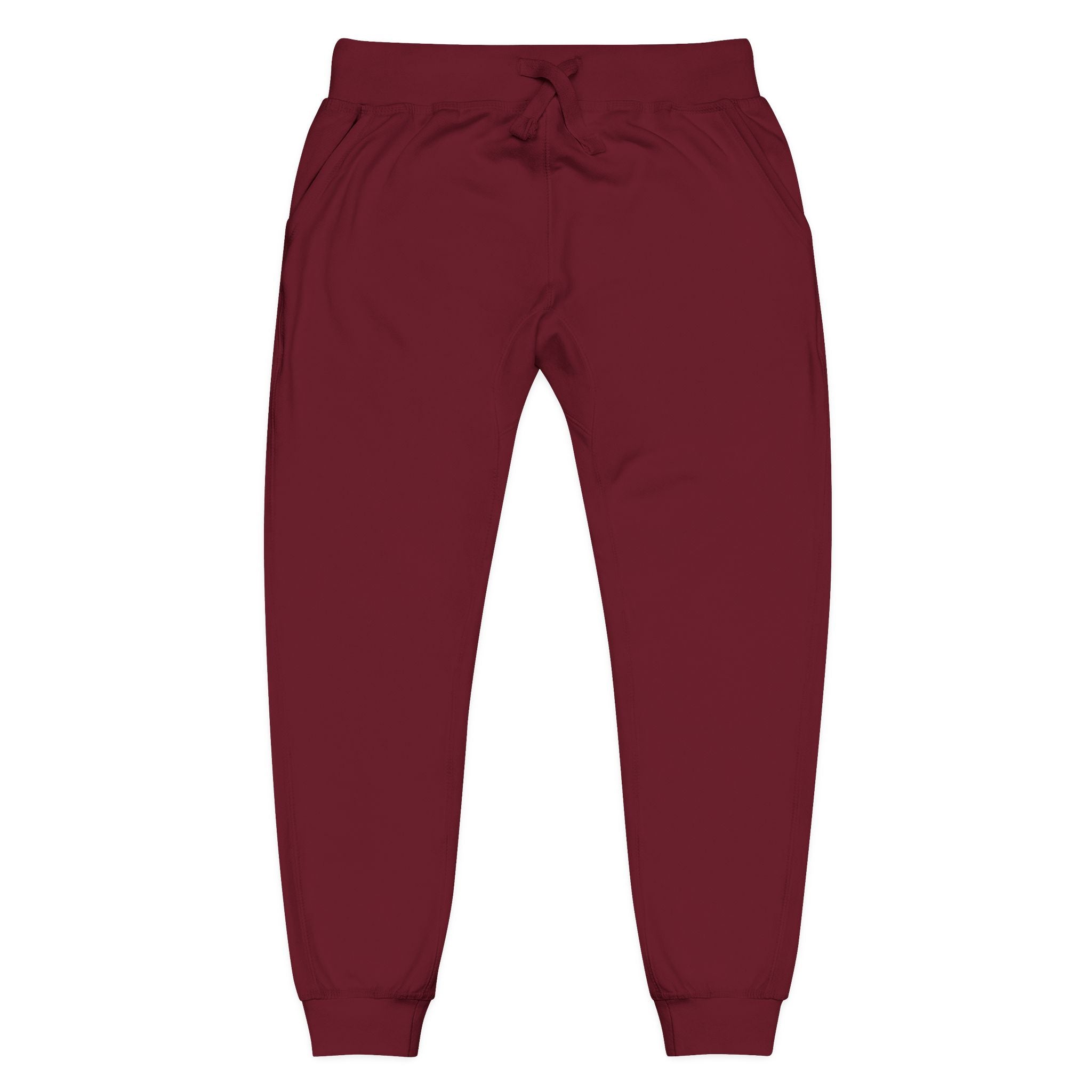 Embroidered 'Jesus Did It' Sweatpants — Fleece Religious Lounge Pants Maroon