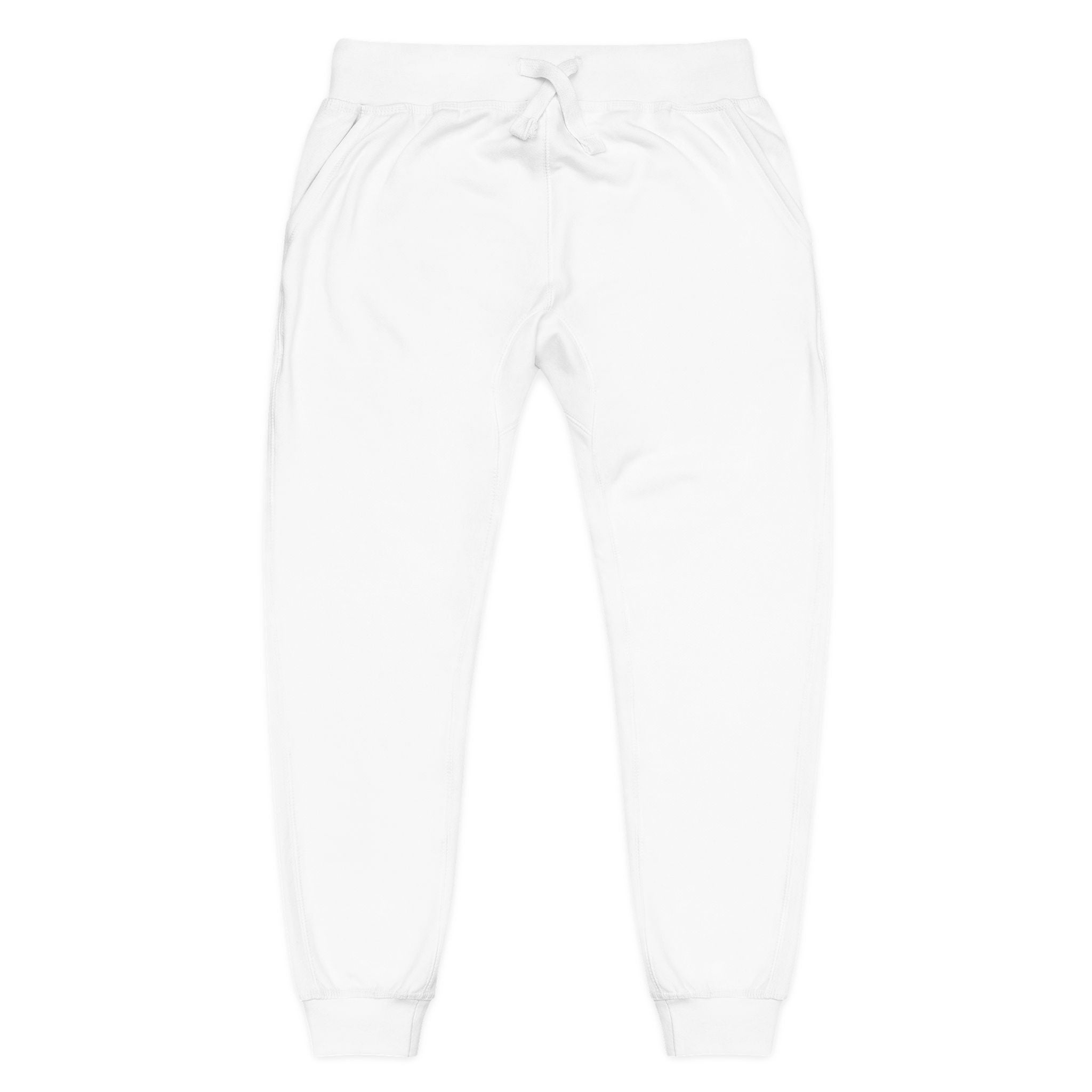 Embroidered Cross Sweatpants — Unisex Fleece Joggers White