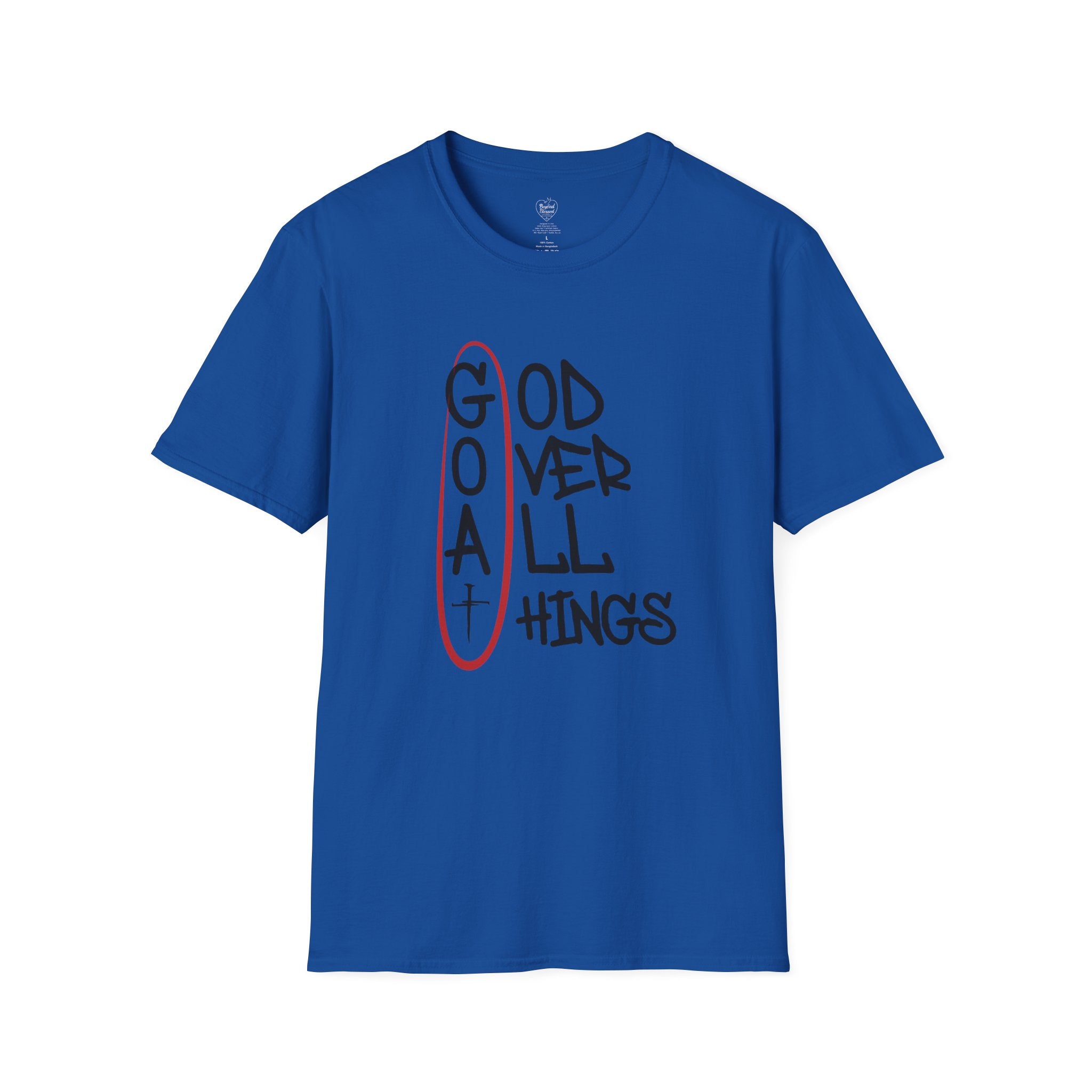 God Over All Things Christian T-Shirt — Goat Design 3 Royal