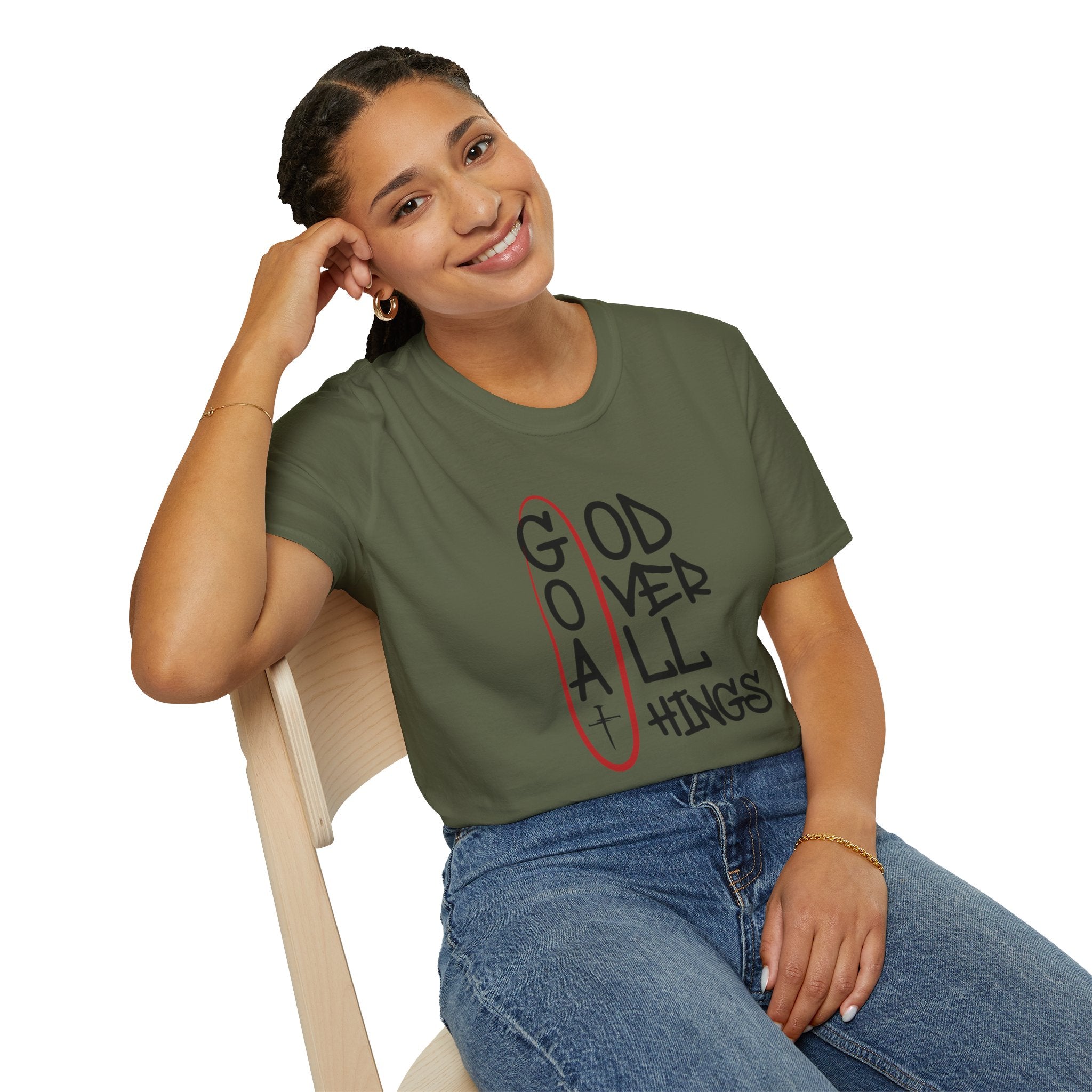 God Over All Things Christian T-Shirt — Goat Design 3