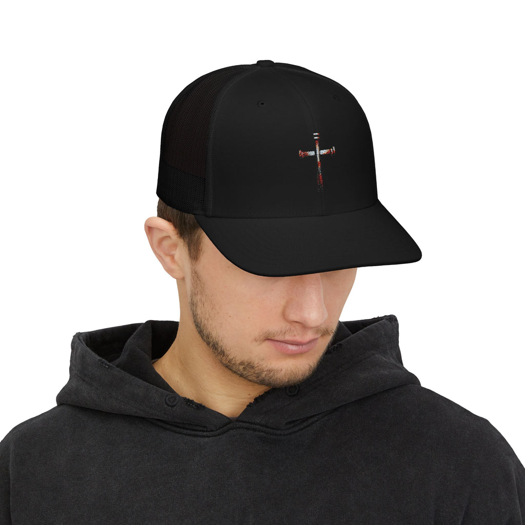 Nail Cross Embroidered Trucker Hat — Christian Snapback Cap