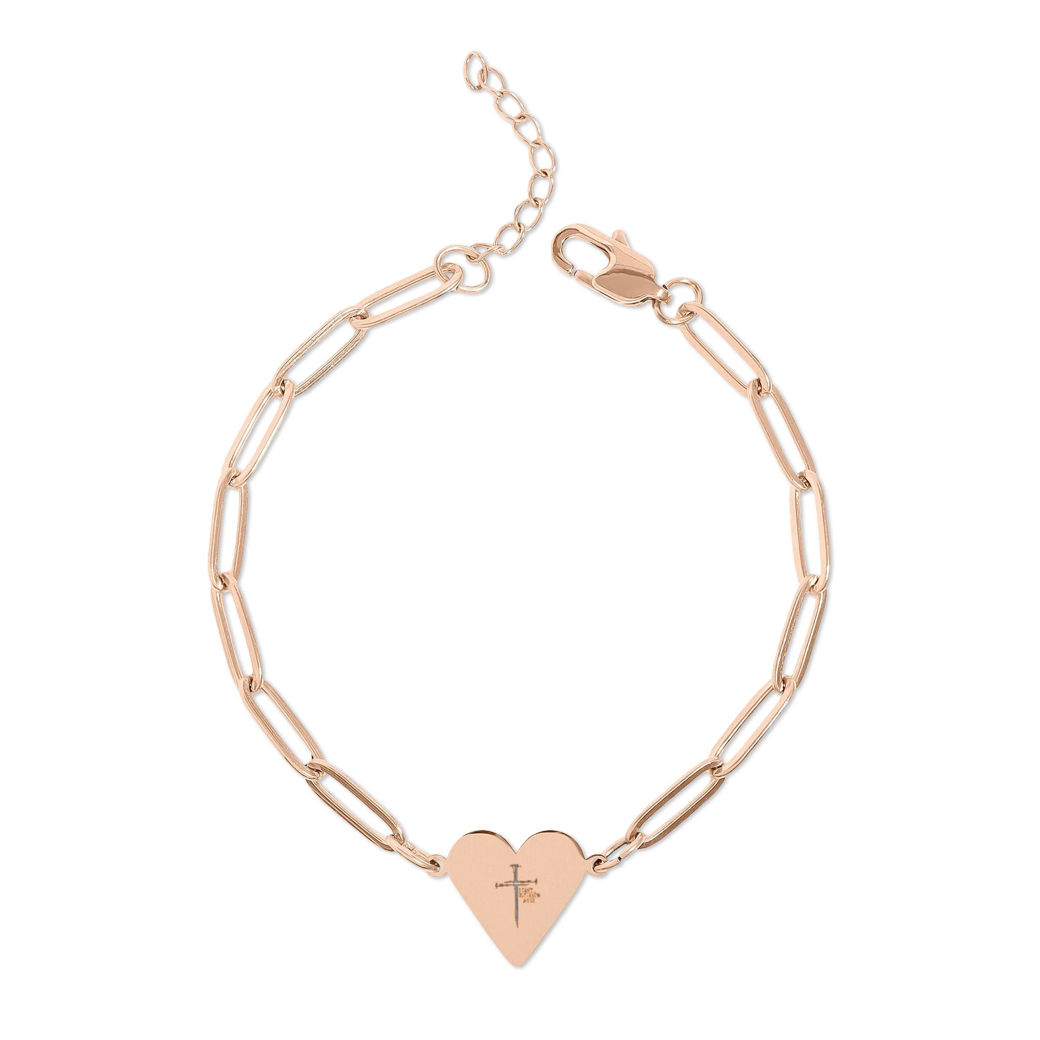 Faithful Reminder Heart Bracelet - I Can't But I Know a Guy | Beyond Blessed 18K Rose Gold PVD coating One Size