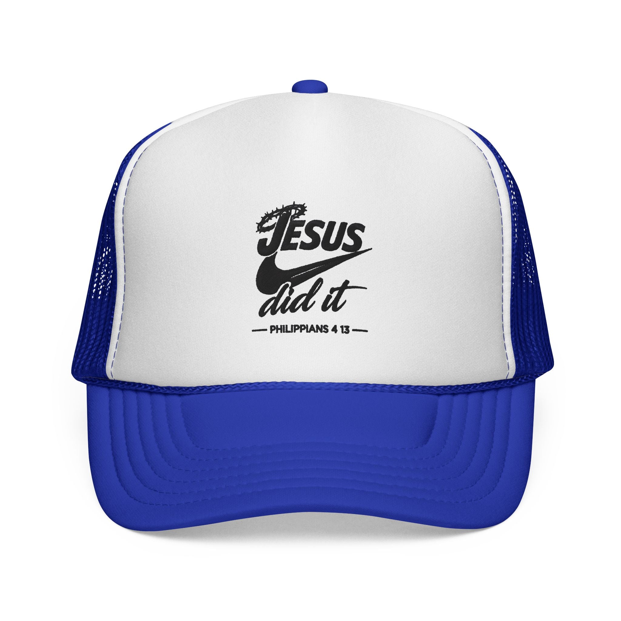 Jesus Did It Embroidered Trucker Cap — Christian Snapback Hat