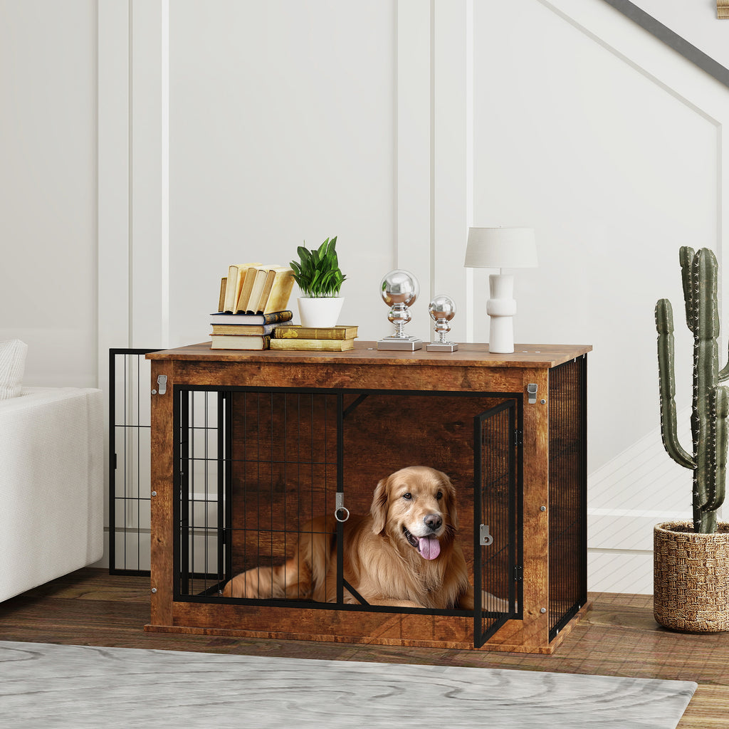 Rustic Brown Furniture Dog Crate - Purposeful Home Sanctuary | Beyond Blessed